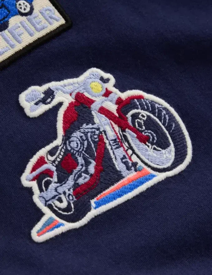 Short Sleeve Badge T-shirt College Navy Cars