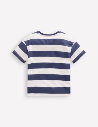 Short Sleeve Badge T-shirt College Navy Stripe Digger