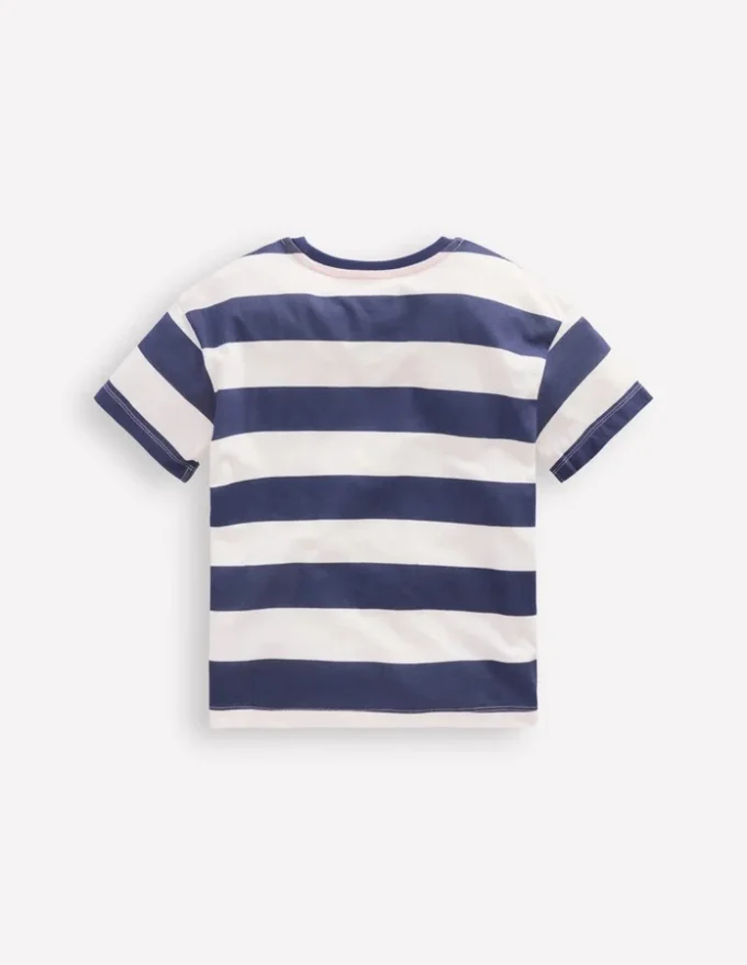 Short Sleeve Badge T-shirt College Navy Stripe Digger