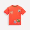 Short Sleeve Badge T-shirt Coral Orange Dinos