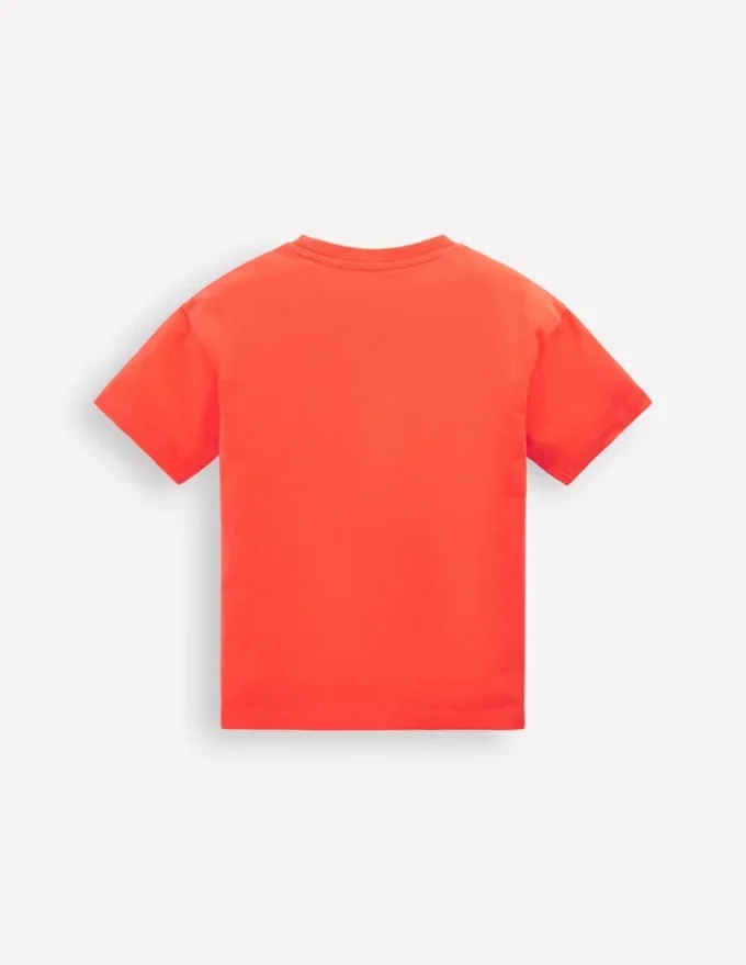 Short Sleeve Badge T-shirt Coral Orange Dinos