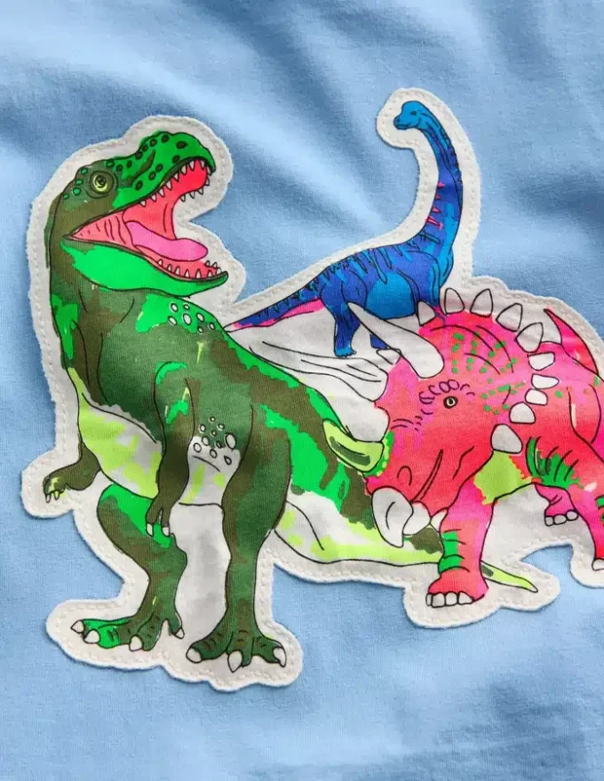 Short Sleeve Badge T-shirt Glacier Blue Dino