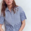 Short Sleeve Broderie Shirt Chambray Short Sleeve Broderie Shirt Chambray
