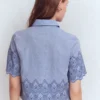Short Sleeve Broderie Shirt Chambray Short Sleeve Broderie Shirt Chambray