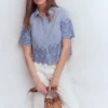 Short Sleeve Broderie Shirt Chambray Short Sleeve Broderie Shirt Chambray