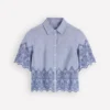 Short Sleeve Broderie Shirt Chambray Short Sleeve Broderie Shirt Chambray