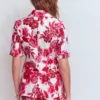 Short Sleeve Cotton Blazer Sangria Sunset, Floral Print Short Sleeve Cotton Blazer Sangria Sunset, Floral Print