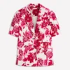 Short Sleeve Cotton Blazer Sangria Sunset, Floral Print Short Sleeve Cotton Blazer Sangria Sunset, Floral Print