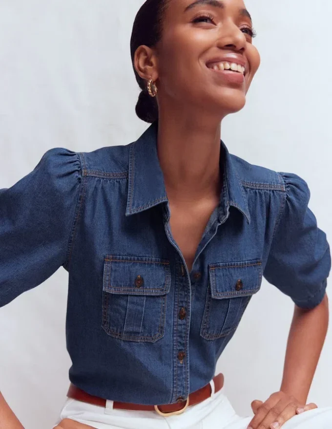 Short Sleeve Denim Top Light Vintage Short Sleeve Denim Top Light Vintage