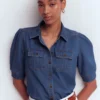 Short Sleeve Denim Top Light Vintage Short Sleeve Denim Top Light Vintage