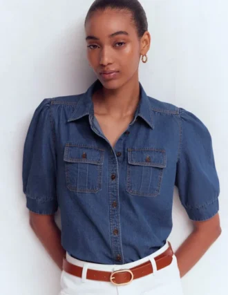 Short Sleeve Denim Top Light Vintage Short Sleeve Denim Top Light Vintage