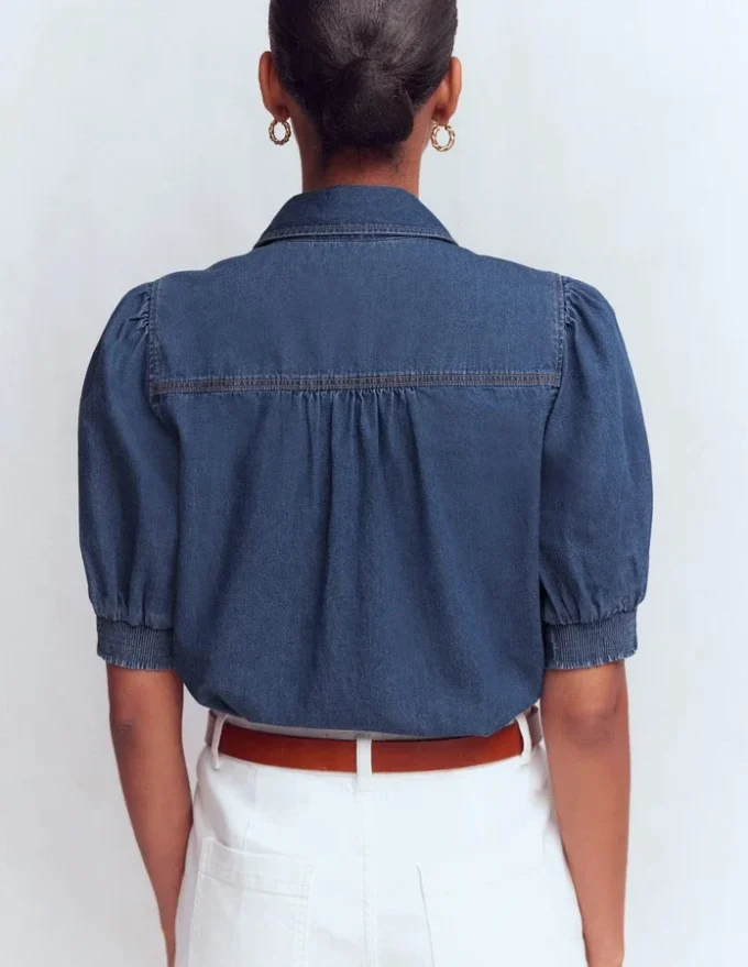 Short Sleeve Denim Top Light Vintage Short Sleeve Denim Top Light Vintage