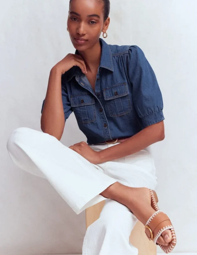 Short Sleeve Denim Top Light Vintage Short Sleeve Denim Top Light Vintage