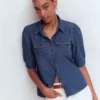 Short Sleeve Denim Top Light Vintage Short Sleeve Denim Top Light Vintage