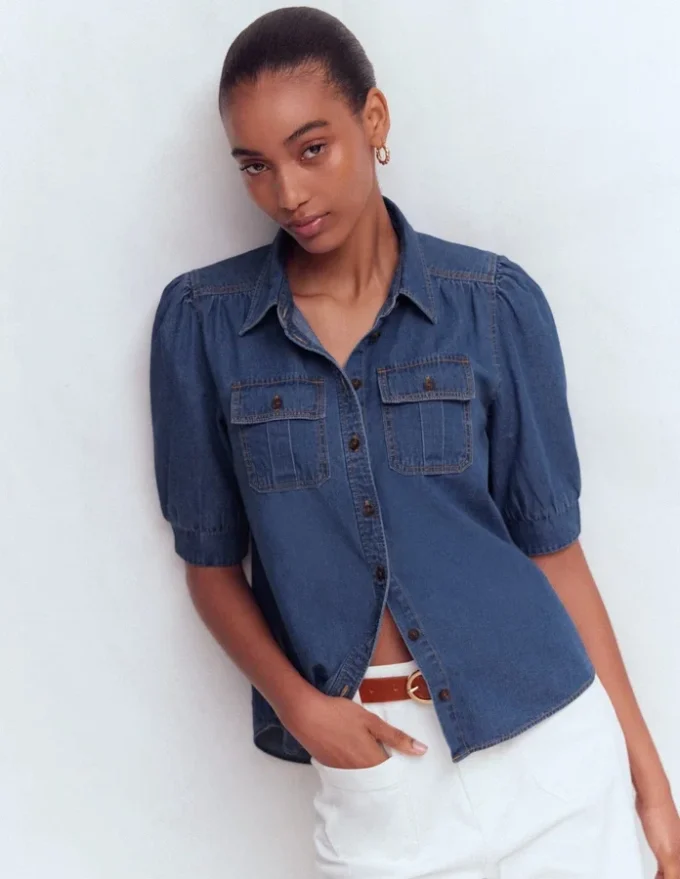 Short Sleeve Denim Top Light Vintage Short Sleeve Denim Top Light Vintage