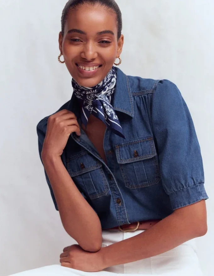 Short Sleeve Denim Top Light Vintage Short Sleeve Denim Top Light Vintage