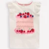 Short Sleeve Frill Logo Top Ivory Cake