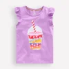 Short Sleeve Frill Logo Top Purple Milkshake