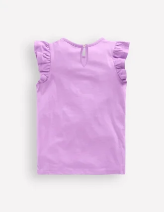 Short Sleeve Frill Logo Top Purple Milkshake