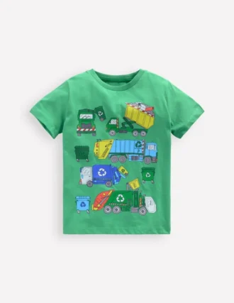 Short Sleeve Graphic T-shirt Aloe Green Recycling trucks
