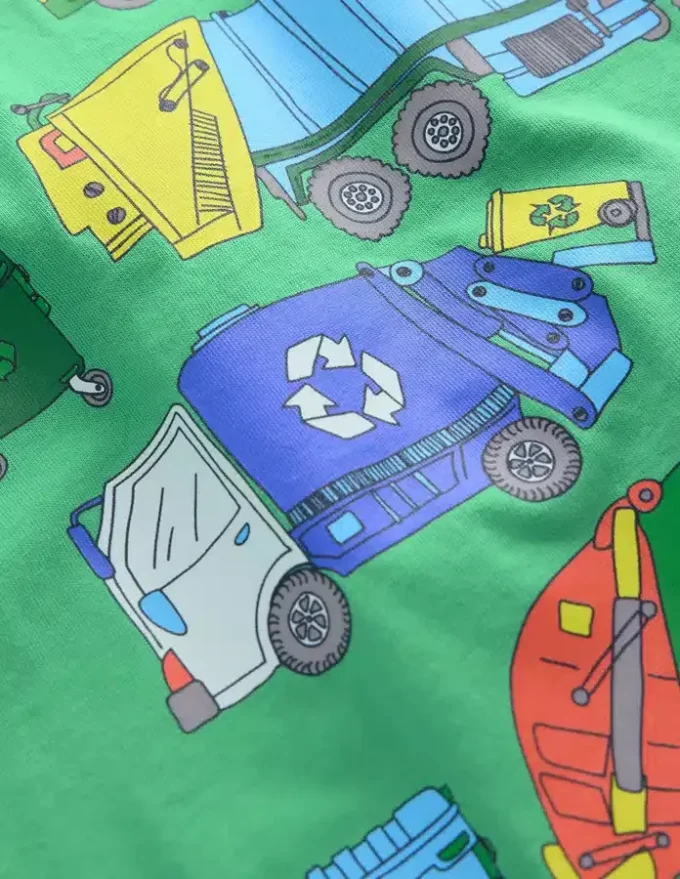 Short Sleeve Graphic T-shirt Aloe Green Recycling trucks