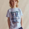 Short Sleeve Graphic T-shirt Blue Race Cars