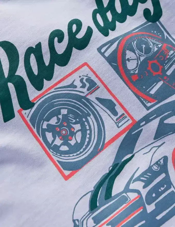 Short Sleeve Graphic T-shirt Blue Race Cars