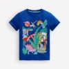 Short Sleeve Graphic T-shirt Bright Blue Jurasic Era