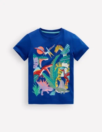 Short Sleeve Graphic T-shirt Bright Blue Jurasic Era