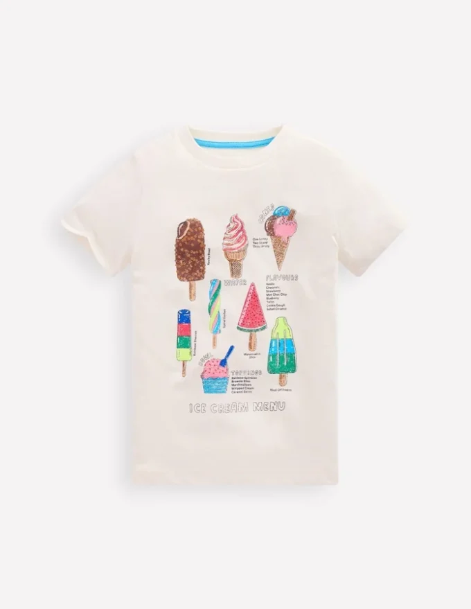 Short Sleeve Graphic T-shirt Soft Ivory Ice Creams