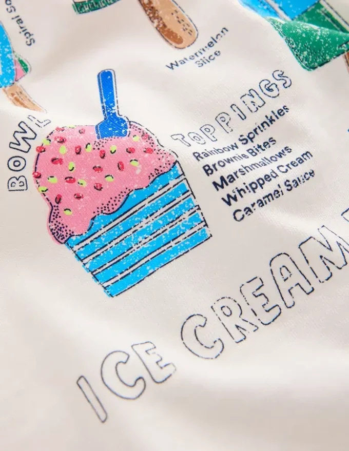 Short Sleeve Graphic T-shirt Soft Ivory Ice Creams