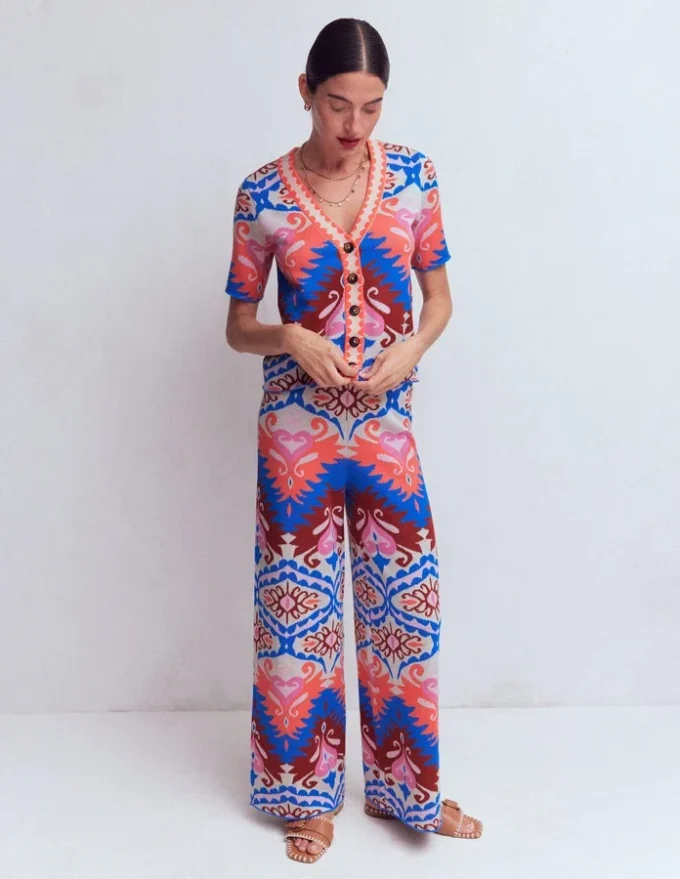 Short Sleeve Jacquard Cardigan Aztec Short Sleeve Jacquard Cardigan Aztec