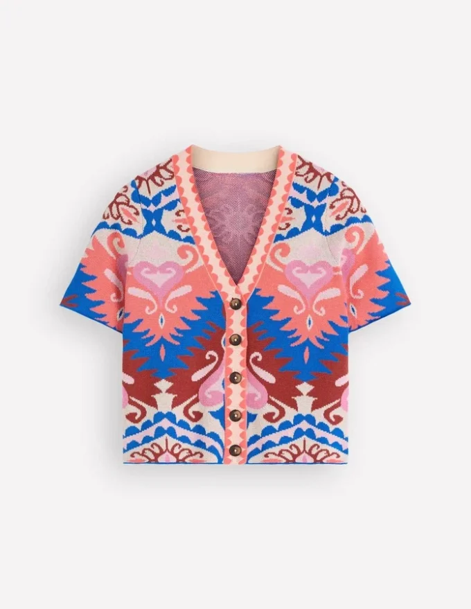 Short Sleeve Jacquard Cardigan Aztec Short Sleeve Jacquard Cardigan Aztec