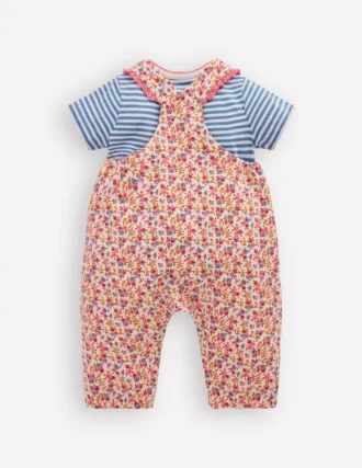Short Sleeve Jersey Overalls Pink Ditsy Floral