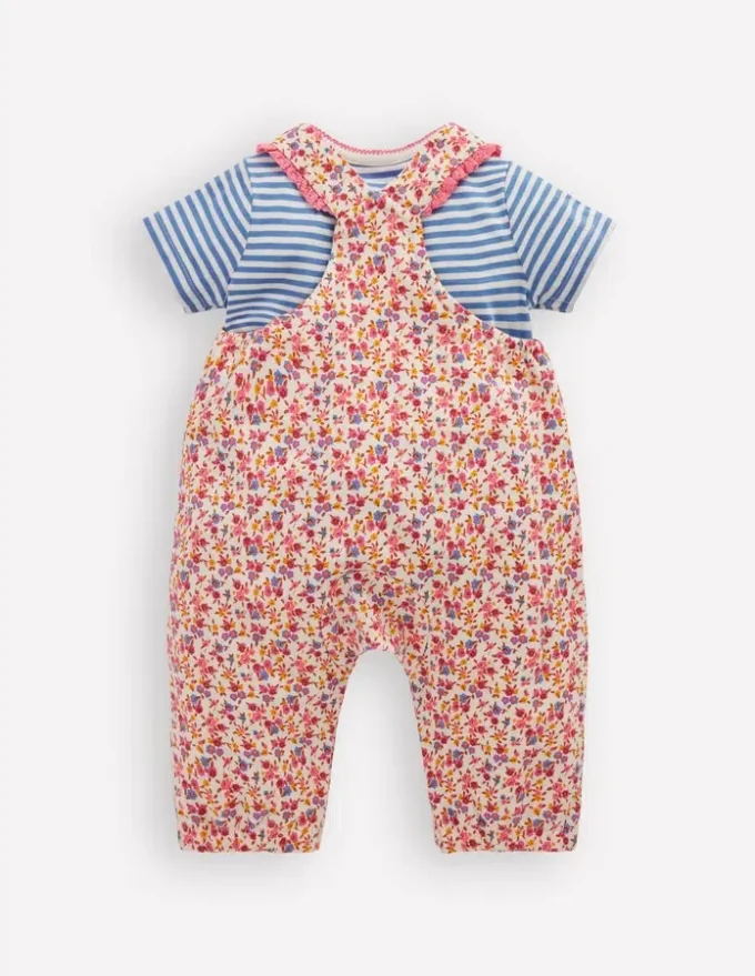 Short Sleeve Jersey Overalls Pink Ditsy Floral Short Sleeve Jersey Overalls Pink Ditsy Floral