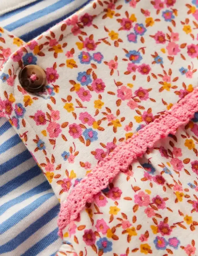 Short Sleeve Jersey Overalls Pink Ditsy Floral Short Sleeve Jersey Overalls Pink Ditsy Floral