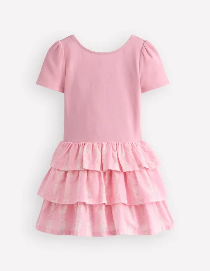 Short Sleeve Jersey RaRa Dress Blossom Pink Flower Vine Short Sleeve Jersey RaRa Dress Blossom Pink Flower Vine