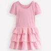 Short Sleeve Jersey RaRa Dress Blossom Pink Flower Vine Short Sleeve Jersey RaRa Dress Blossom Pink Flower Vine