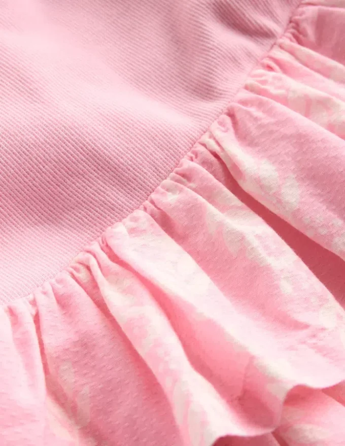 Short Sleeve Jersey RaRa Dress Blossom Pink Flower Vine Short Sleeve Jersey RaRa Dress Blossom Pink Flower Vine