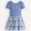 Short Sleeve Jersey RaRa Dress Serenity Blue Ditsy Floral Short Sleeve Jersey RaRa Dress Serenity Blue Ditsy Floral