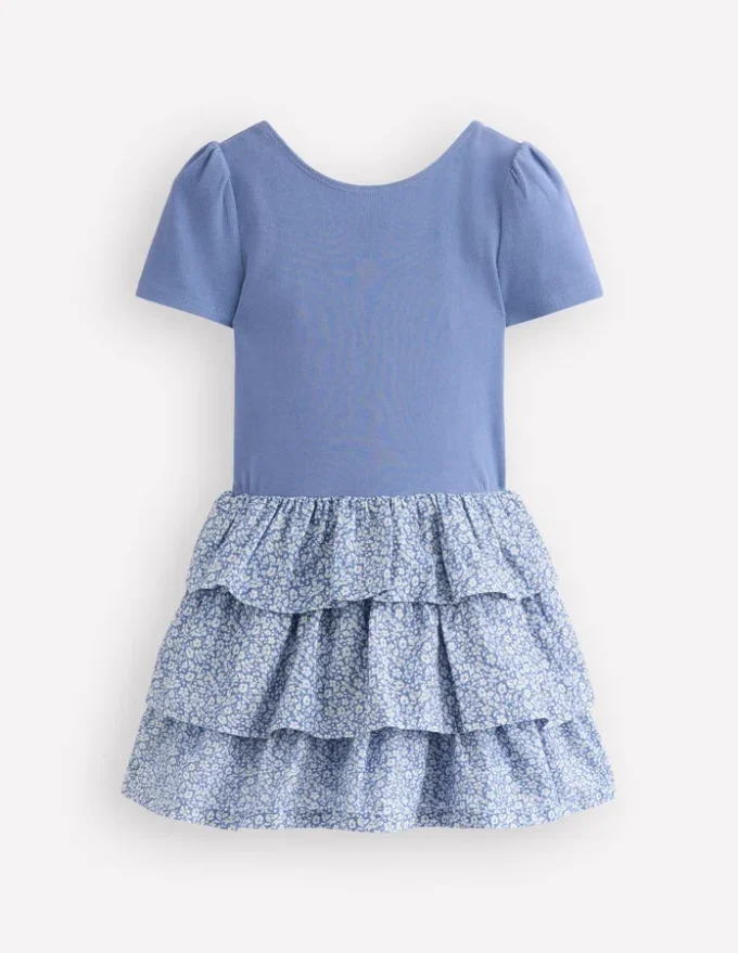 Short Sleeve Jersey RaRa Dress Serenity Blue Ditsy Floral Short Sleeve Jersey RaRa Dress Serenity Blue Ditsy Floral