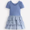 Short Sleeve Jersey RaRa Dress Serenity Blue Ditsy Floral Short Sleeve Jersey RaRa Dress Serenity Blue Ditsy Floral
