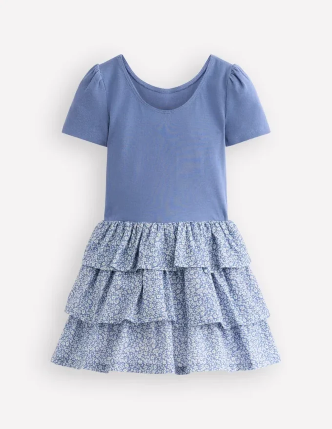 Short Sleeve Jersey RaRa Dress Serenity Blue Ditsy Floral Short Sleeve Jersey RaRa Dress Serenity Blue Ditsy Floral