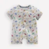 Short Sleeve Jersey Romper Grey Marl Jungle Animals Short Sleeve Jersey Romper Grey Marl Jungle Animals