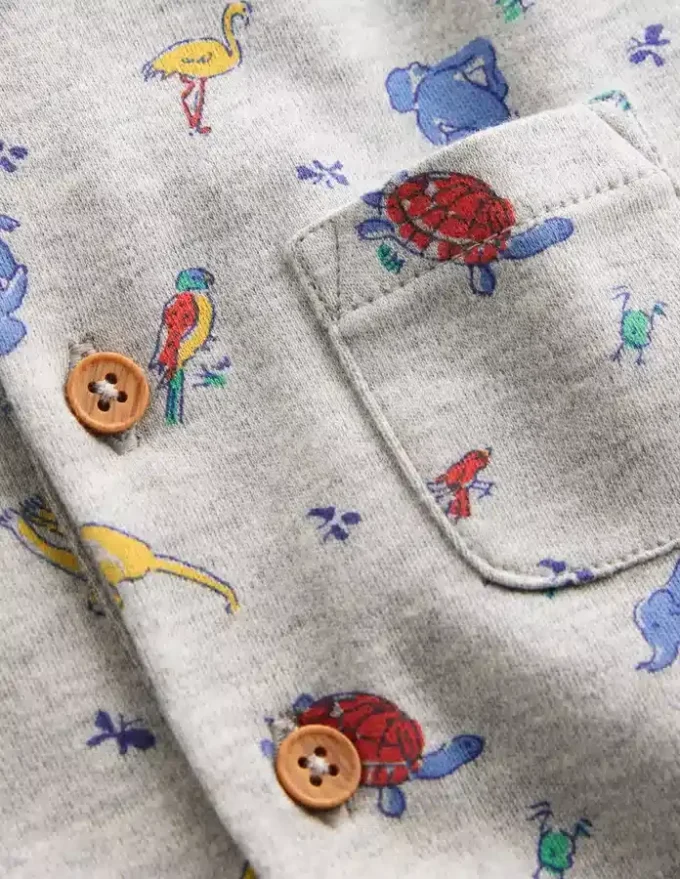 Short Sleeve Jersey Romper Grey Marl Jungle Animals Short Sleeve Jersey Romper Grey Marl Jungle Animals