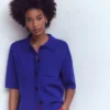 Short Sleeve Knit Shirt Bright Blue Short Sleeve Knit Shirt Bright Blue