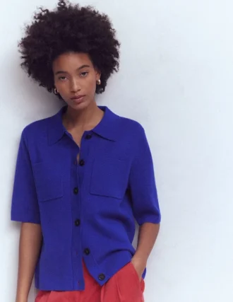 Short Sleeve Knit Shirt Bright Blue