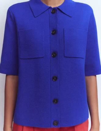 Short Sleeve Knit Shirt Bright Blue