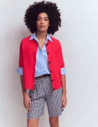 Short Sleeve Knit Shirt Bright Cherry