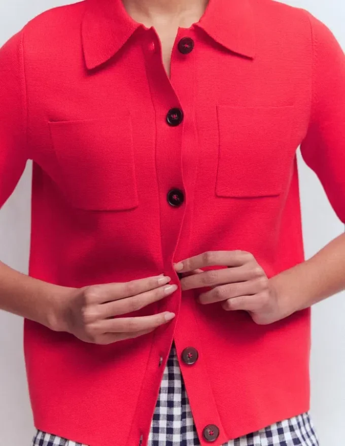 Short Sleeve Knit Shirt Bright Cherry Short Sleeve Knit Shirt Bright Cherry